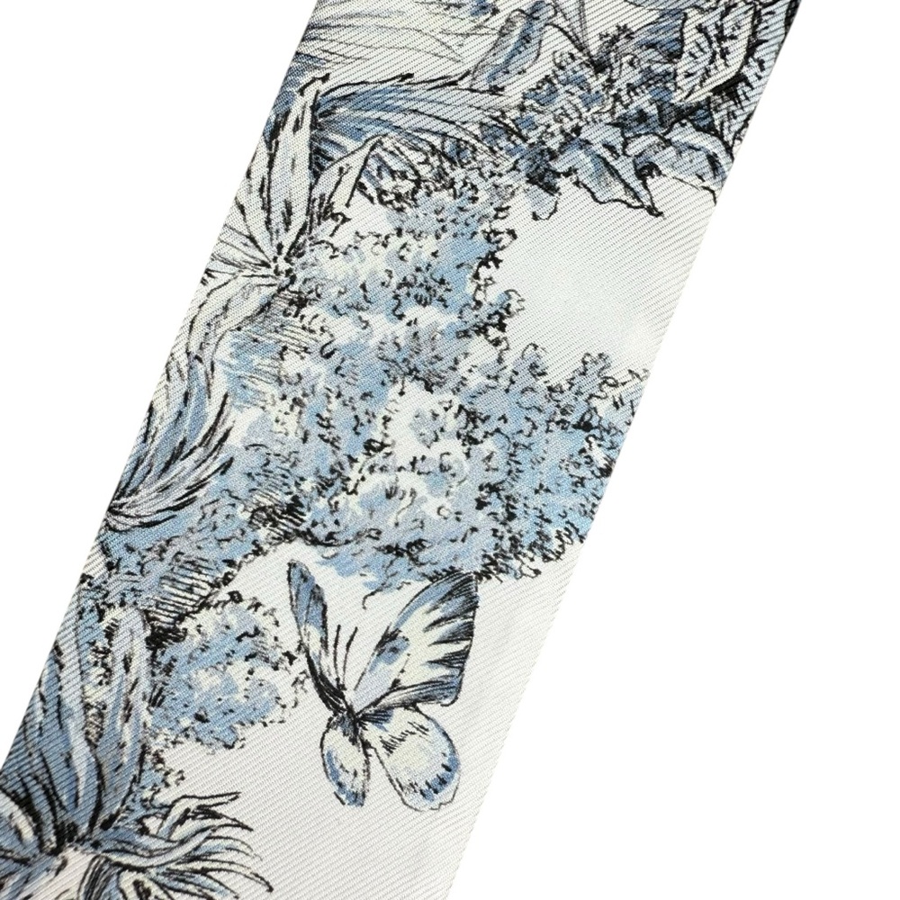 Christian Dior Elegant Blue/White Silk Mitzah Scarf New Luxury Floral - Picture 8 of 14